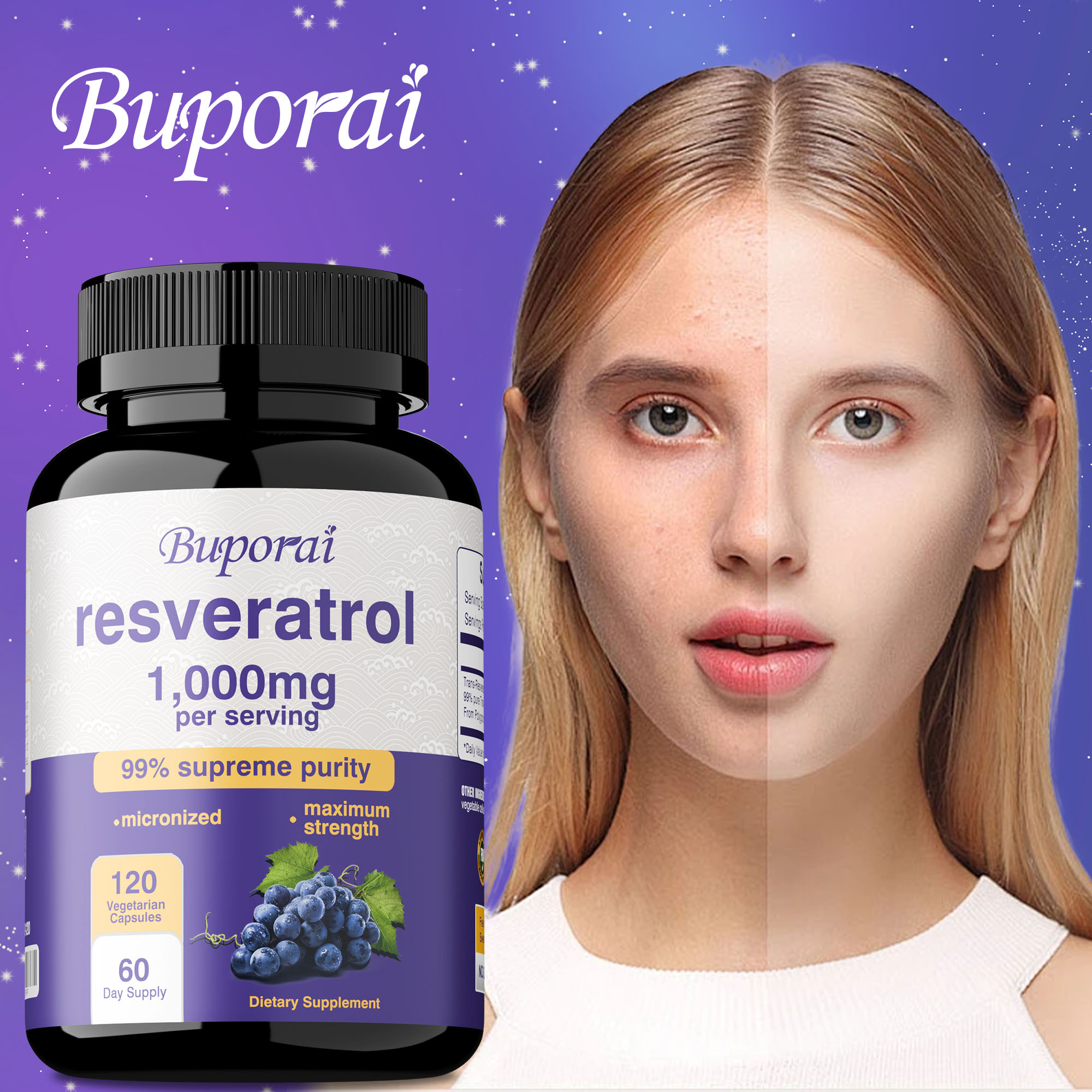 Health And Wellness Promotion - レスベラトロールカプセル - 抗老化作用、脳、心臓、心臓血管の健康を促進し、全体的な健康状態を向上させ、免疫力を高め、非遺伝子組み換えです。