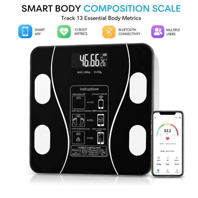 Digital Body Weight Scale - スマートBluetooth体脂肪計 デジタル体重計 体組成計 マルチボディデータテスト マルチユーザーアプリ同期