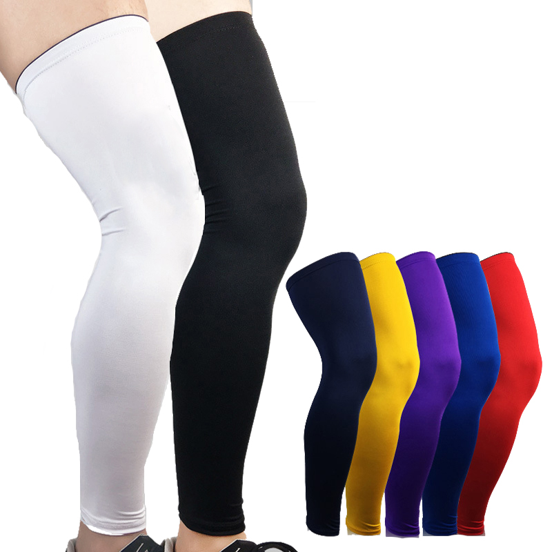 Compression Knee Sleeve - 1個の超弾性バスケットボールニーパッドサポートブレースフットボールレッグふくらはぎ太もも圧縮スリーブスポーツの安全性