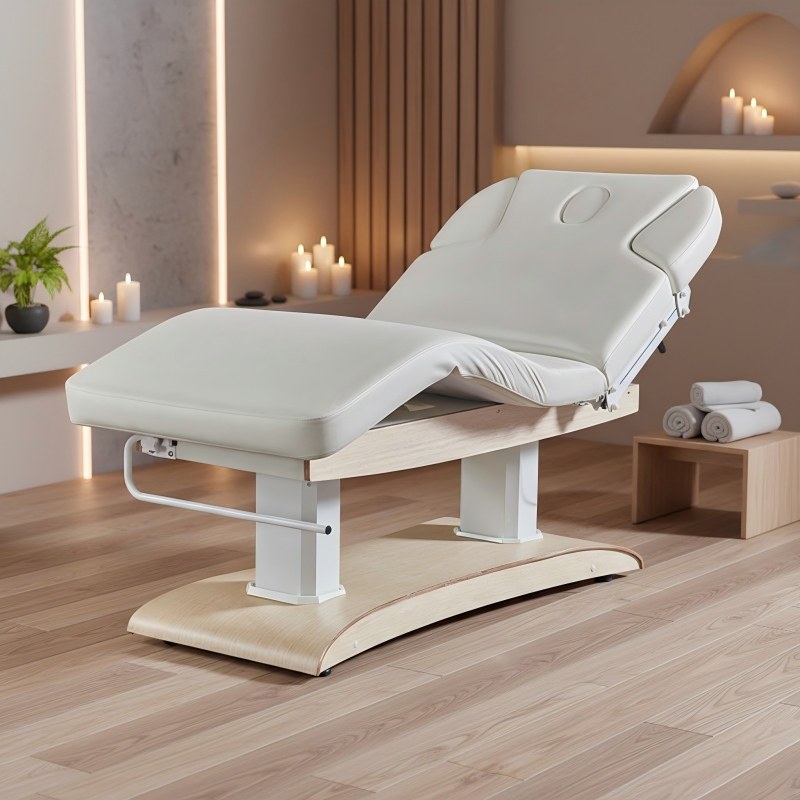 Health Wellness Clinic - 工場カスタマイズ木目調ベースマッサージベッド 電動スパウェルネステーブル メモリ調整機能付き 健康センター・クリニック向け