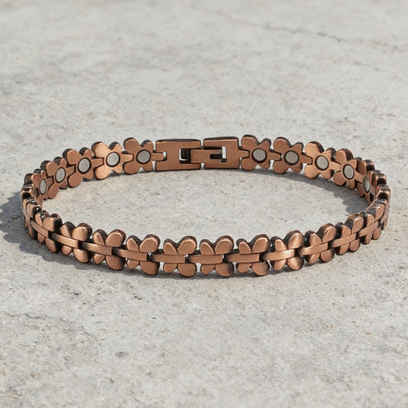 Health Wellness Bracelet - 関節炎用純銅磁気療法ブレスレット ヴィンテージバタフライチェーン バイオエネルギー健康ウェルネス ユニセックスジュエリー 女性へのギフト