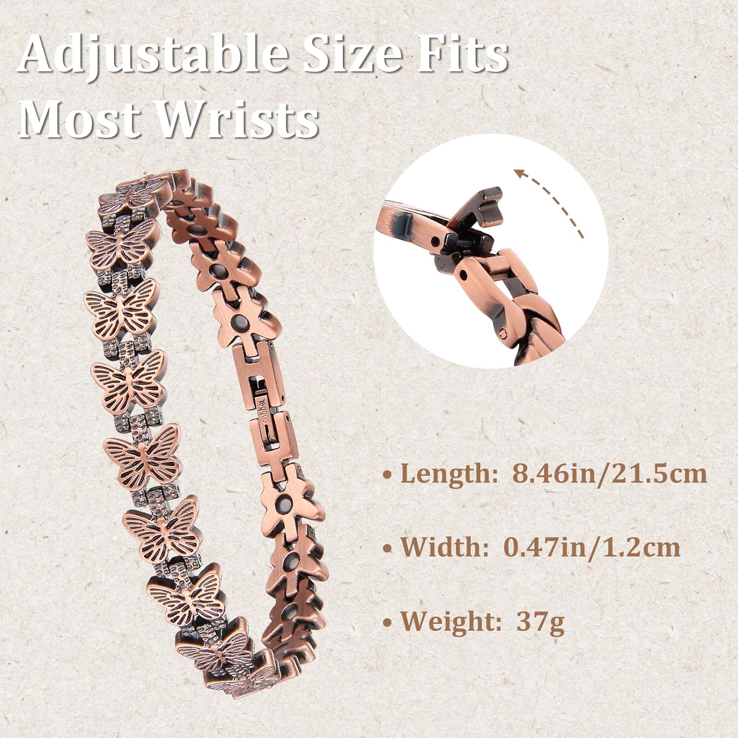 GMOX プレミアム銅磁気ブレスレット女性用 3500 ガウ - Health Wellness Bracelet のレビューと価格
