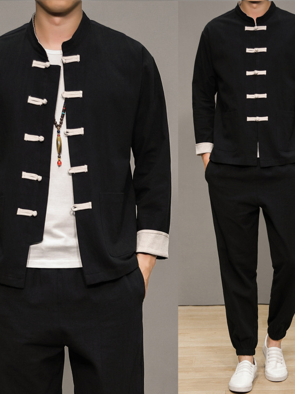 中国風の綿麻の唐服男性用伝統的なヘルスケアセンター禅瞑想長袖 - Health & Wellness Unlimited のレビューと価格