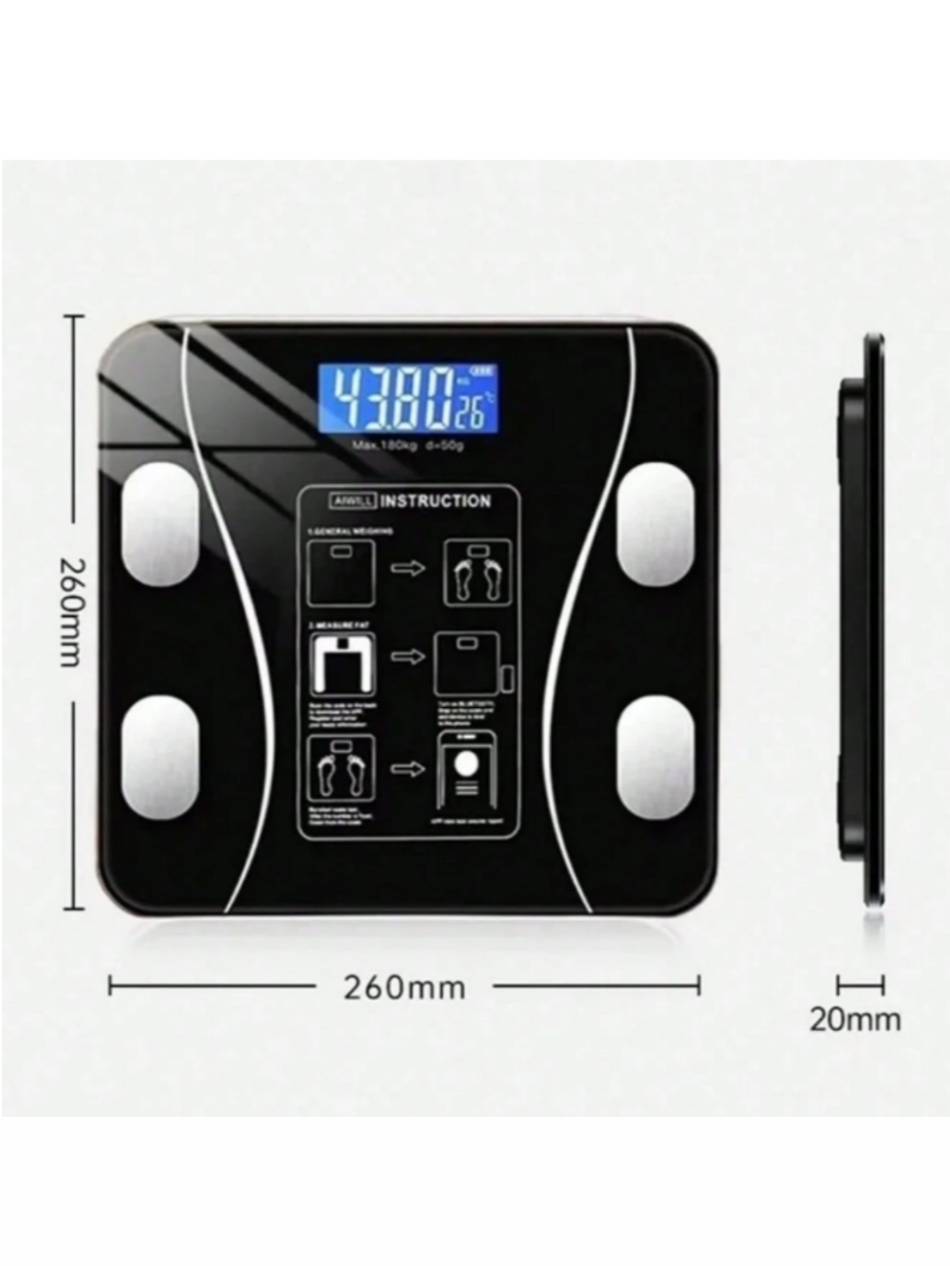 高精度USB充電式スマートデジタル体重計、LEDディスプレイ - Digital Body Weight Scale のレビューと価格