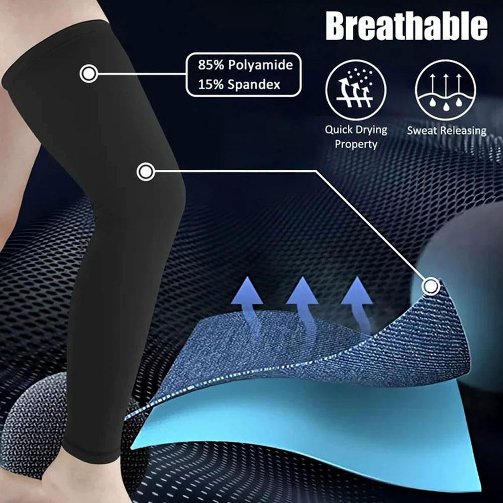 日焼け防止レッグカバー脚圧縮スリーブバスケットボールスポーツ - Compression Knee Sleeve のレビューと価格