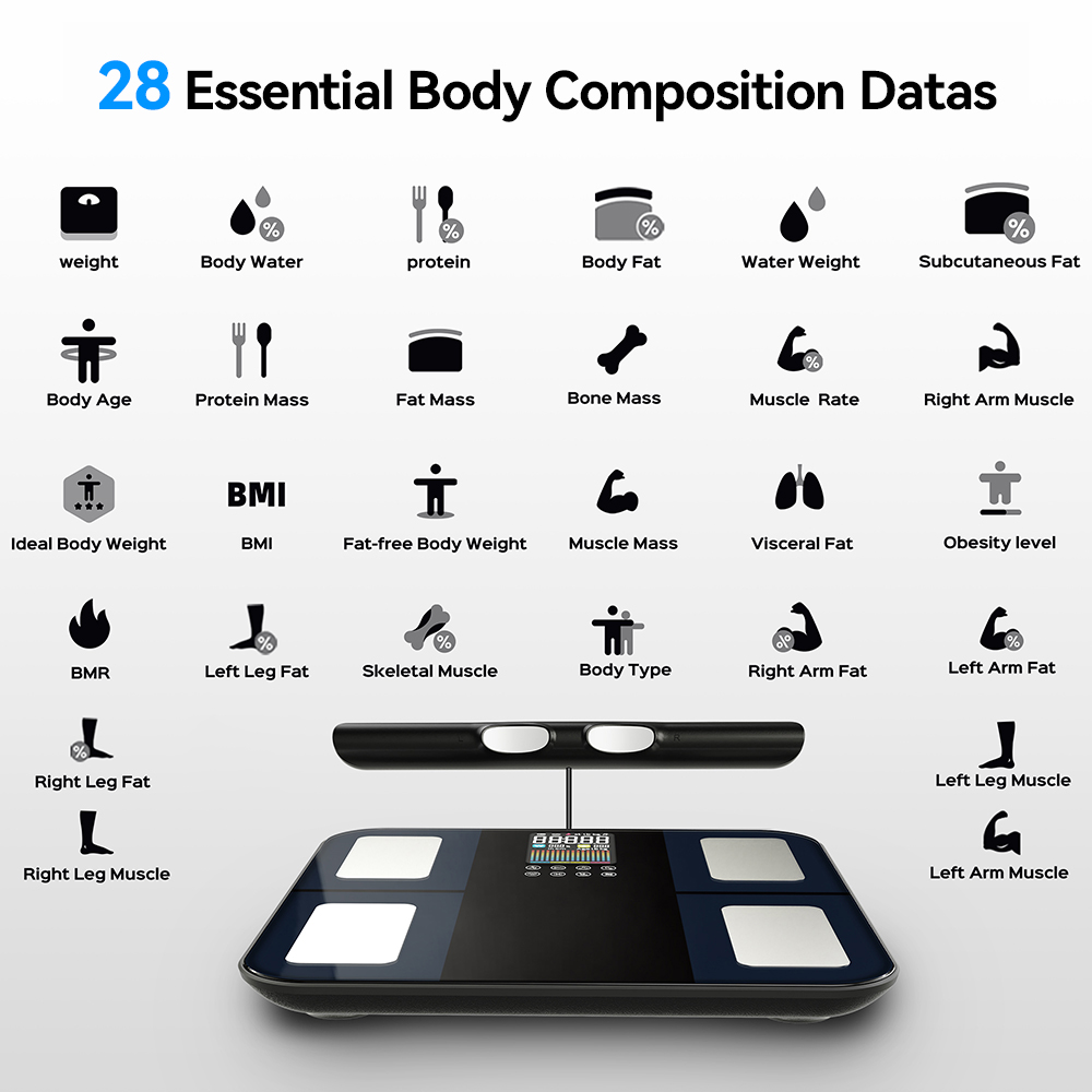 スマートデジタル体組成計 バイオインピーダンス体脂肪計 体重 - Digital Body Weight Scale のレビューと価格